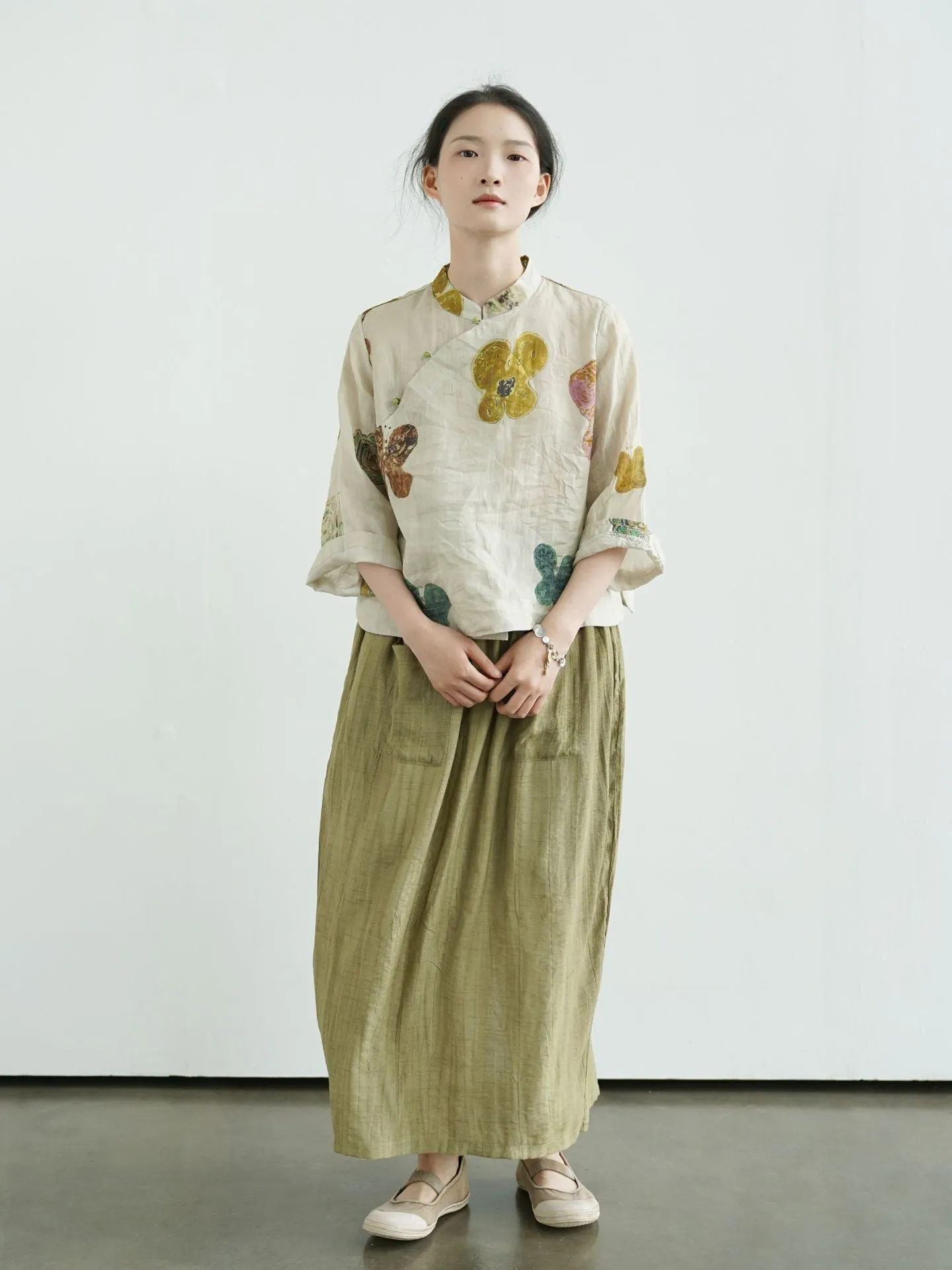 Abstract Floral Cheongsam Qipao Top