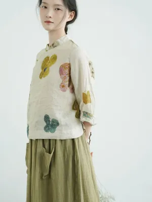 Abstract Floral Cheongsam Qipao Top