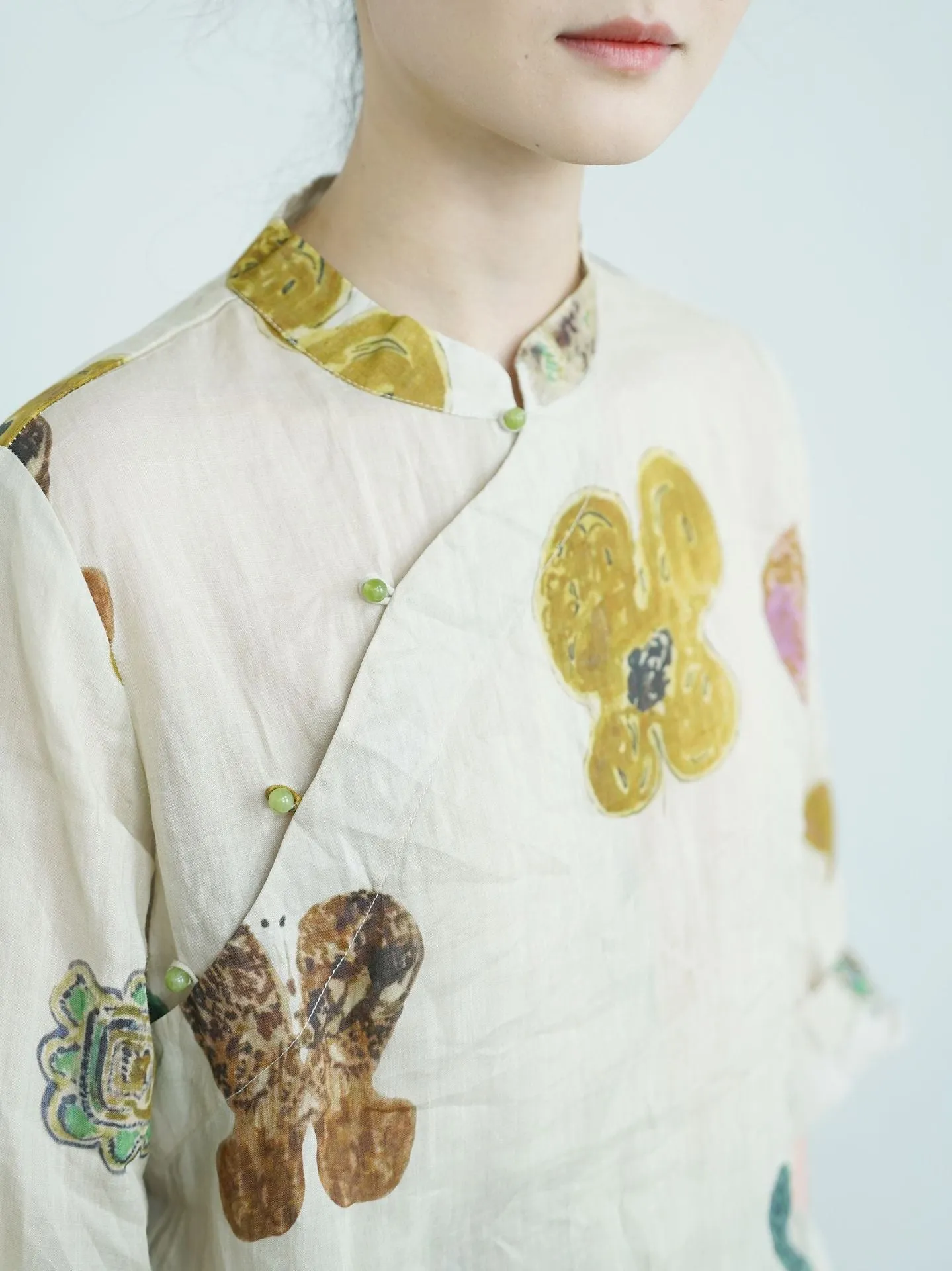 Abstract Floral Cheongsam Qipao Top