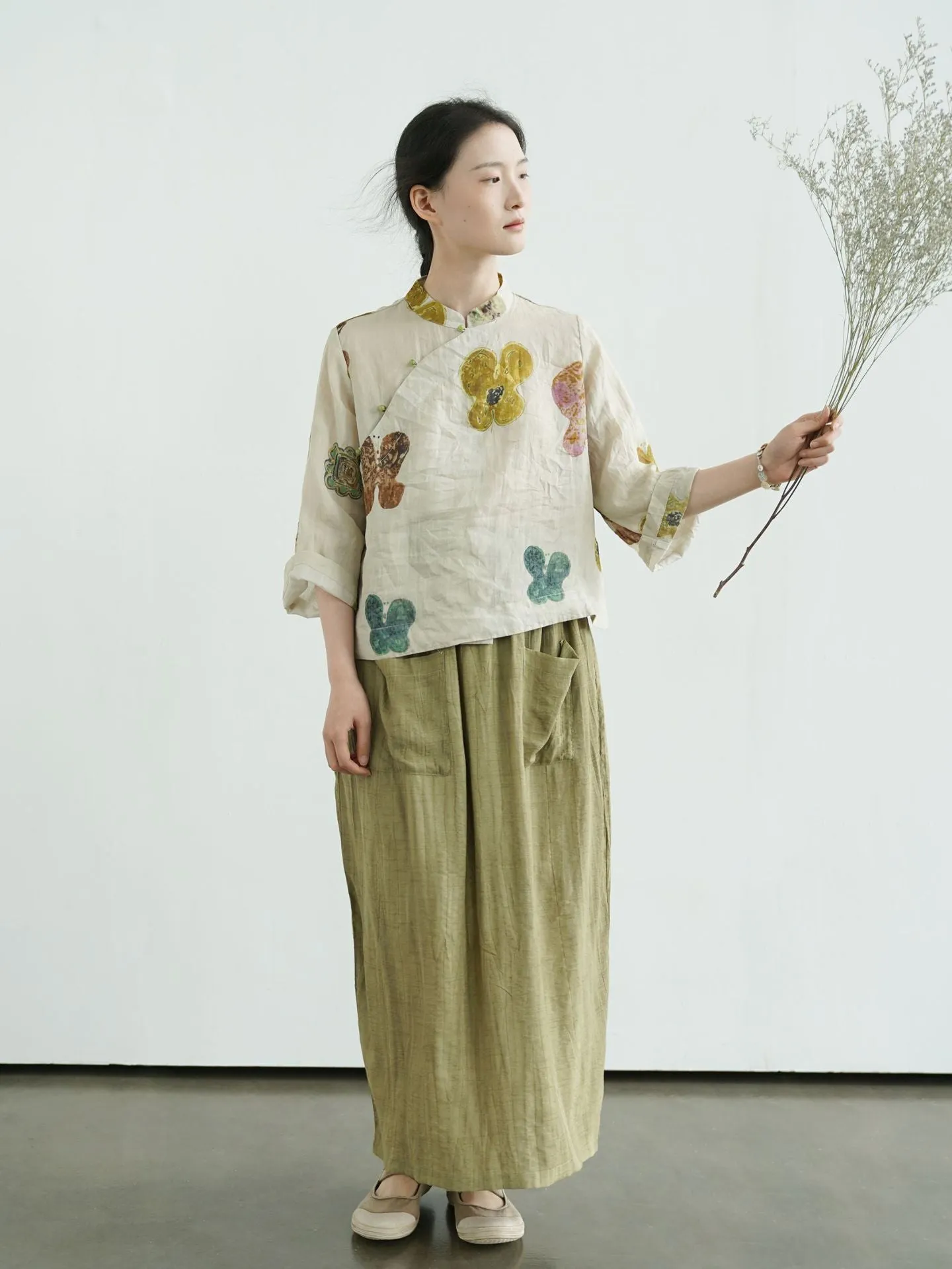 Abstract Floral Cheongsam Qipao Top
