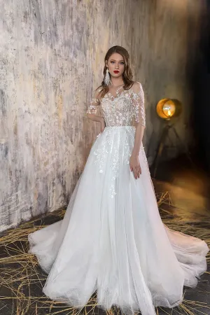 Arrival See-through Vestidos De Novia Top Lace Wedding Dresses Appliques Vestido De Noiva