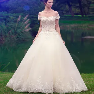 Ball Gown Tulle Lace Wedding Dress with Off the Shoulder