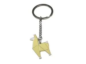 Beige Toned Llama Alpaca Pendant Keychain