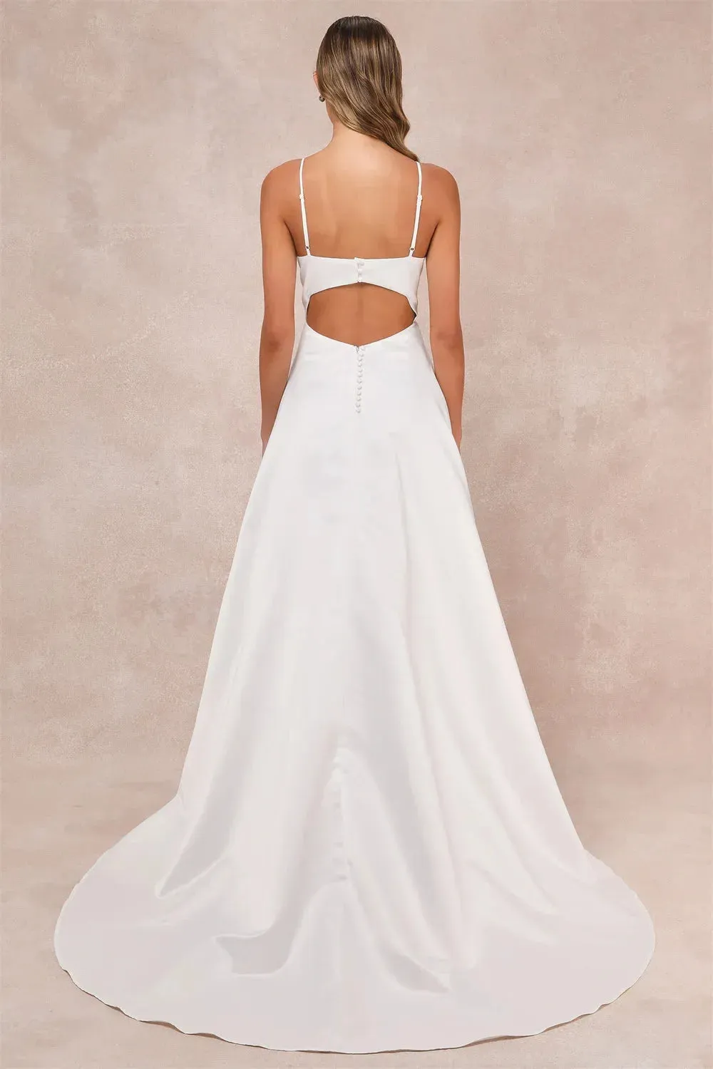 Bella White Simple Prom Dresses Spaghetti Strap A-line Wedding Dress Elegant Sleeveless Floor-Length Vestidos De Fiesta