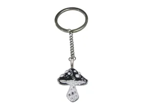 Black and White Toned Mushroom Fungus Pendant Keychain