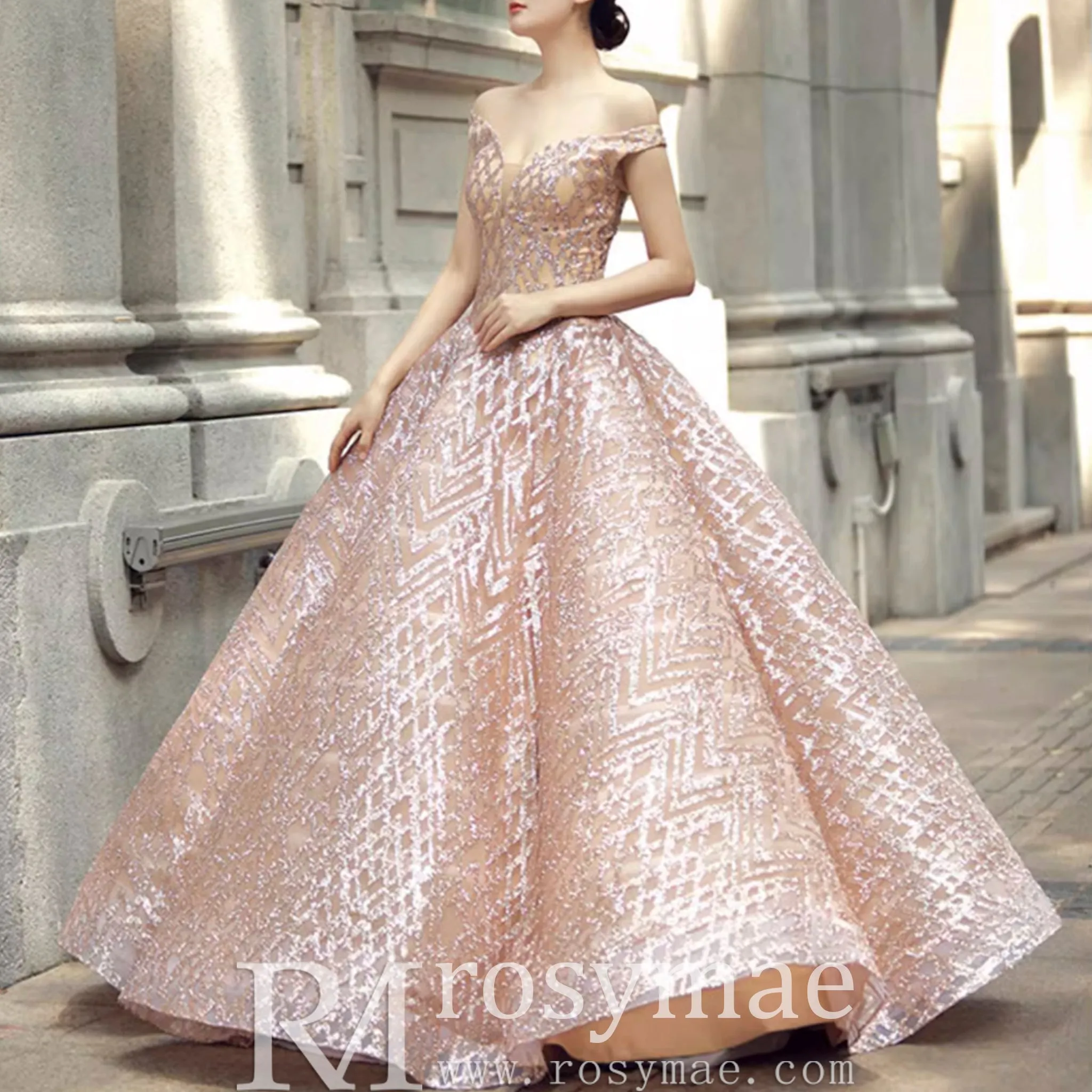 Blush Pink Quinceanera Dress Off The Shoulder Sweet 15 16 Ball Gown