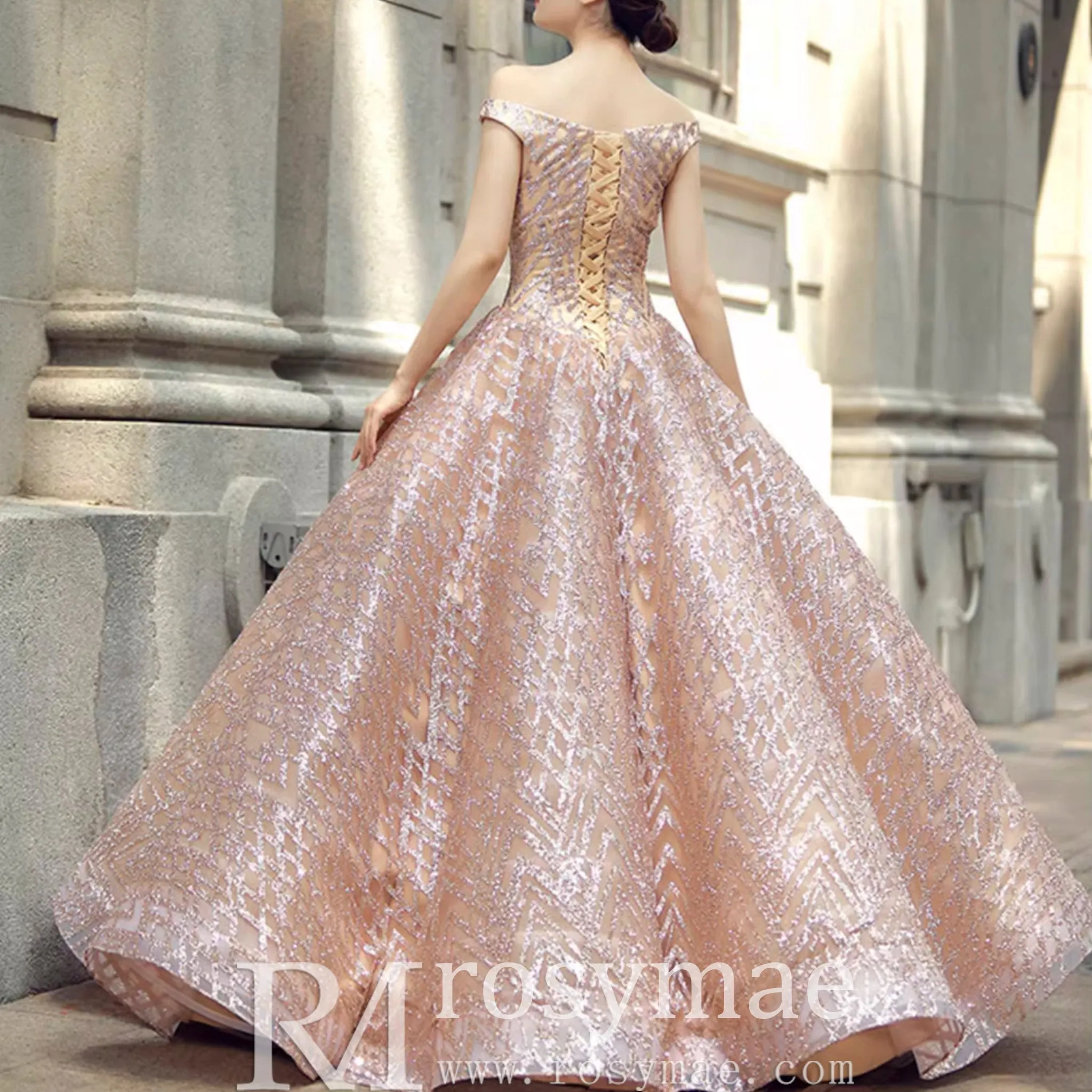 Blush Pink Quinceanera Dress Off The Shoulder Sweet 15 16 Ball Gown