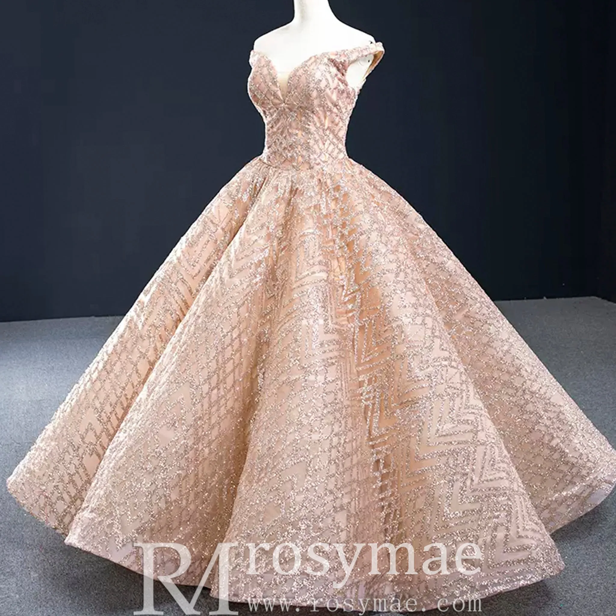 Blush Pink Quinceanera Dress Off The Shoulder Sweet 15 16 Ball Gown