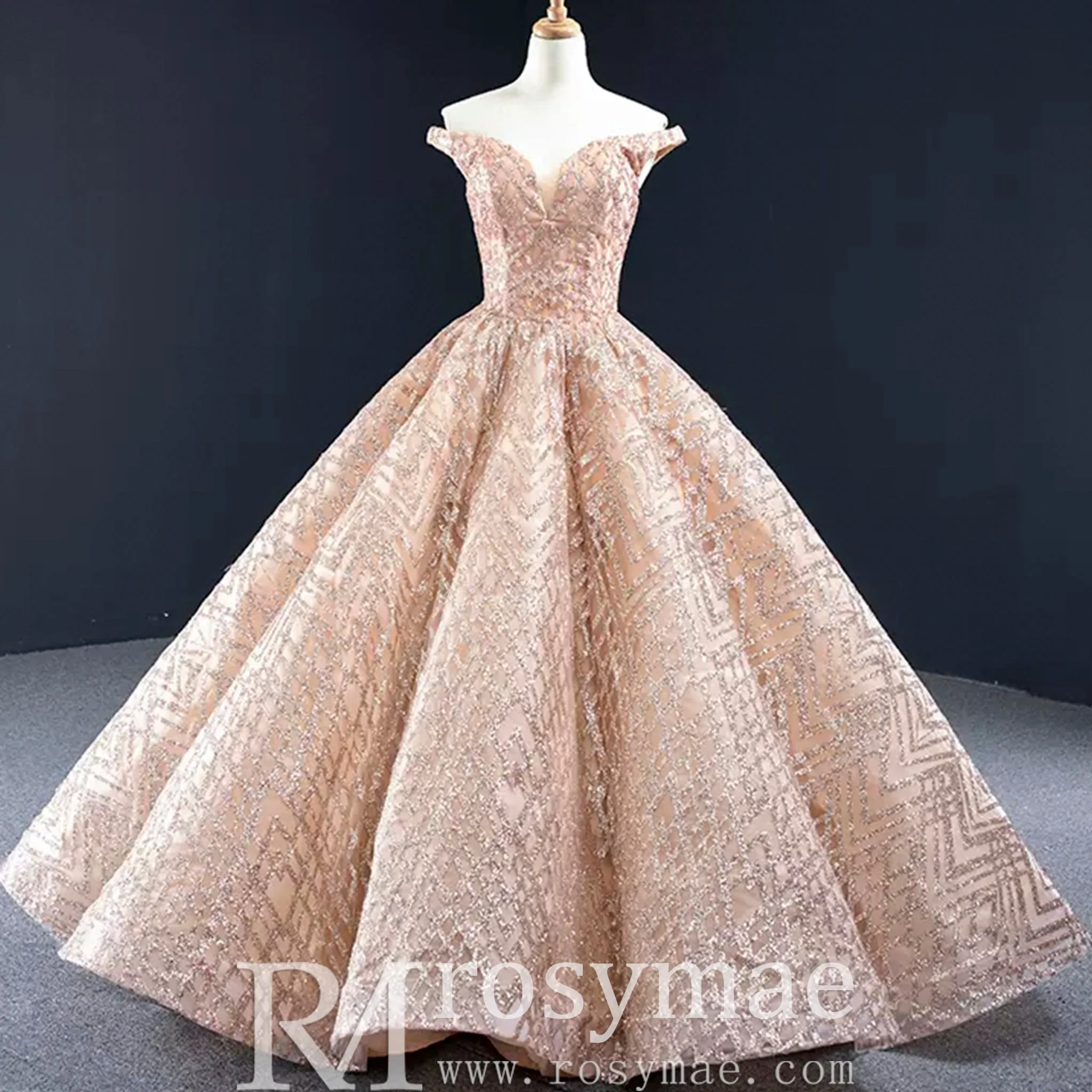 Blush Pink Quinceanera Dress Off The Shoulder Sweet 15 16 Ball Gown