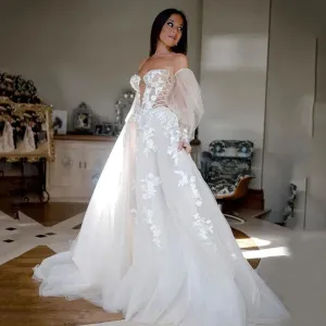 Boho Beach Wedding Dresses Lace Tulle Sleeveless Bride Dress With Belt Custom Made vestidos de novia Wedding Gown