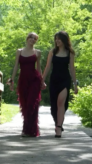 Burgundy Spaghetti Straps Sheath Ruffles Long Prom Dresses Evening Gowns, D1067