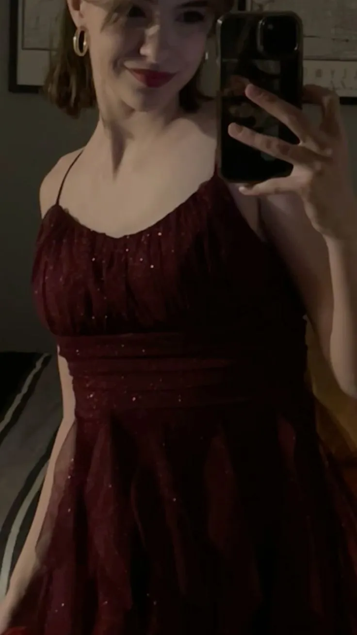 Burgundy Spaghetti Straps Sheath Ruffles Long Prom Dresses Evening Gowns, D1067