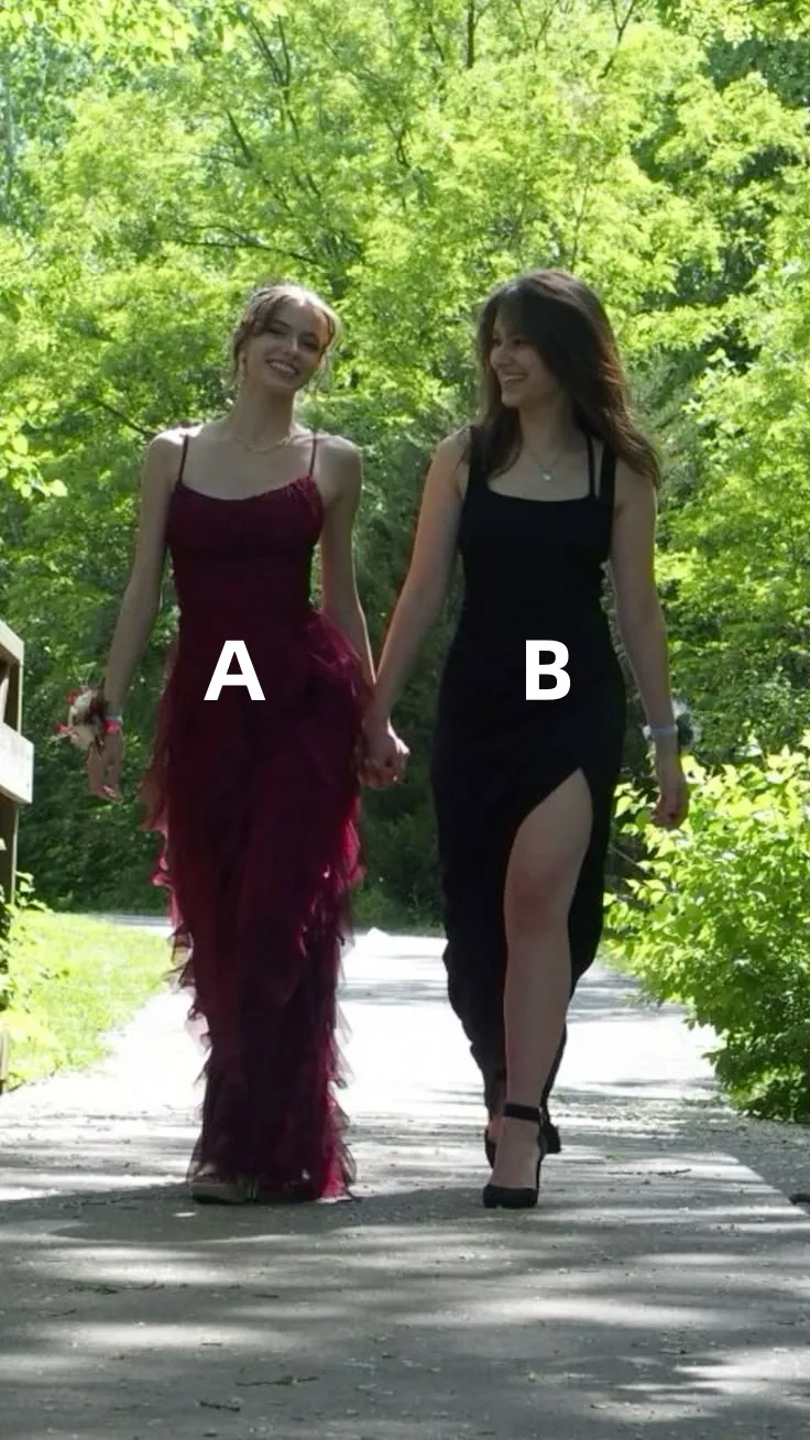 Burgundy Spaghetti Straps Sheath Ruffles Long Prom Dresses Evening Gowns, D1067