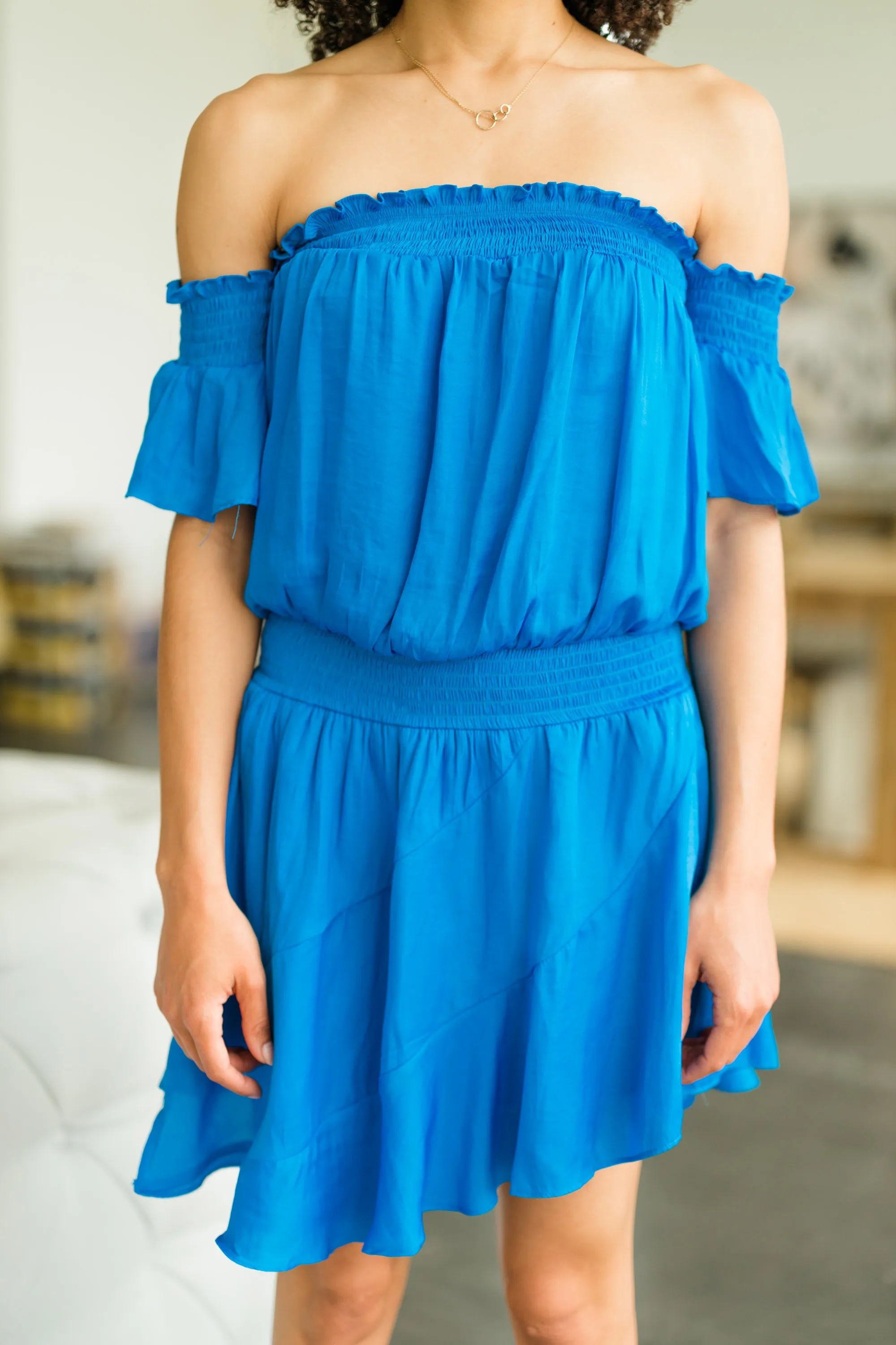 Can't Leave You Behind Blue Mini Dress