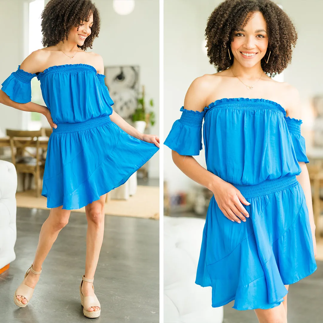 Can't Leave You Behind Blue Mini Dress