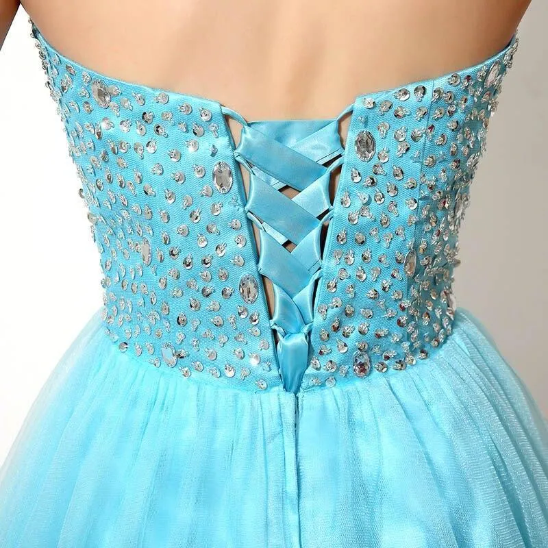 Crystal Sky Blue Short Homecoming Dresses