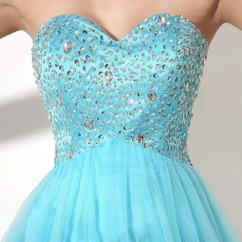 Crystal Sky Blue Short Homecoming Dresses