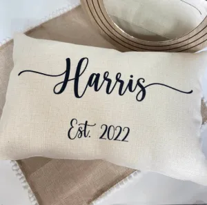 Custom Pillow Wedding Last name & Est. date pillow