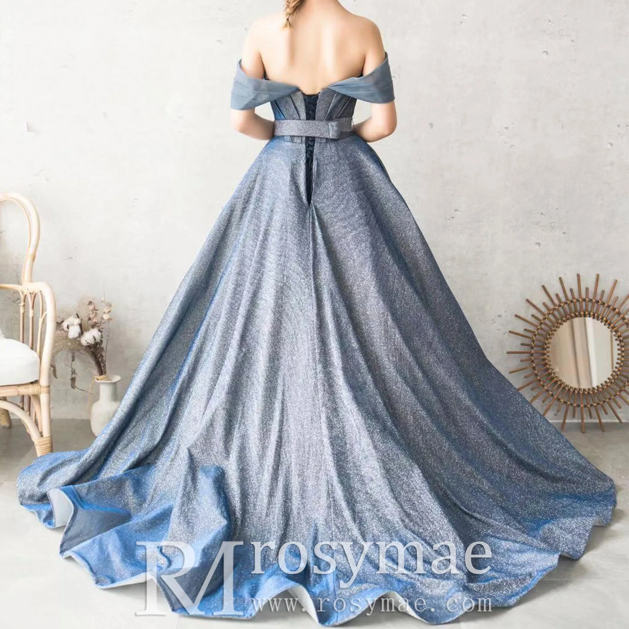 Detachable Sleeve A-line Evening Dresses Party Gowns