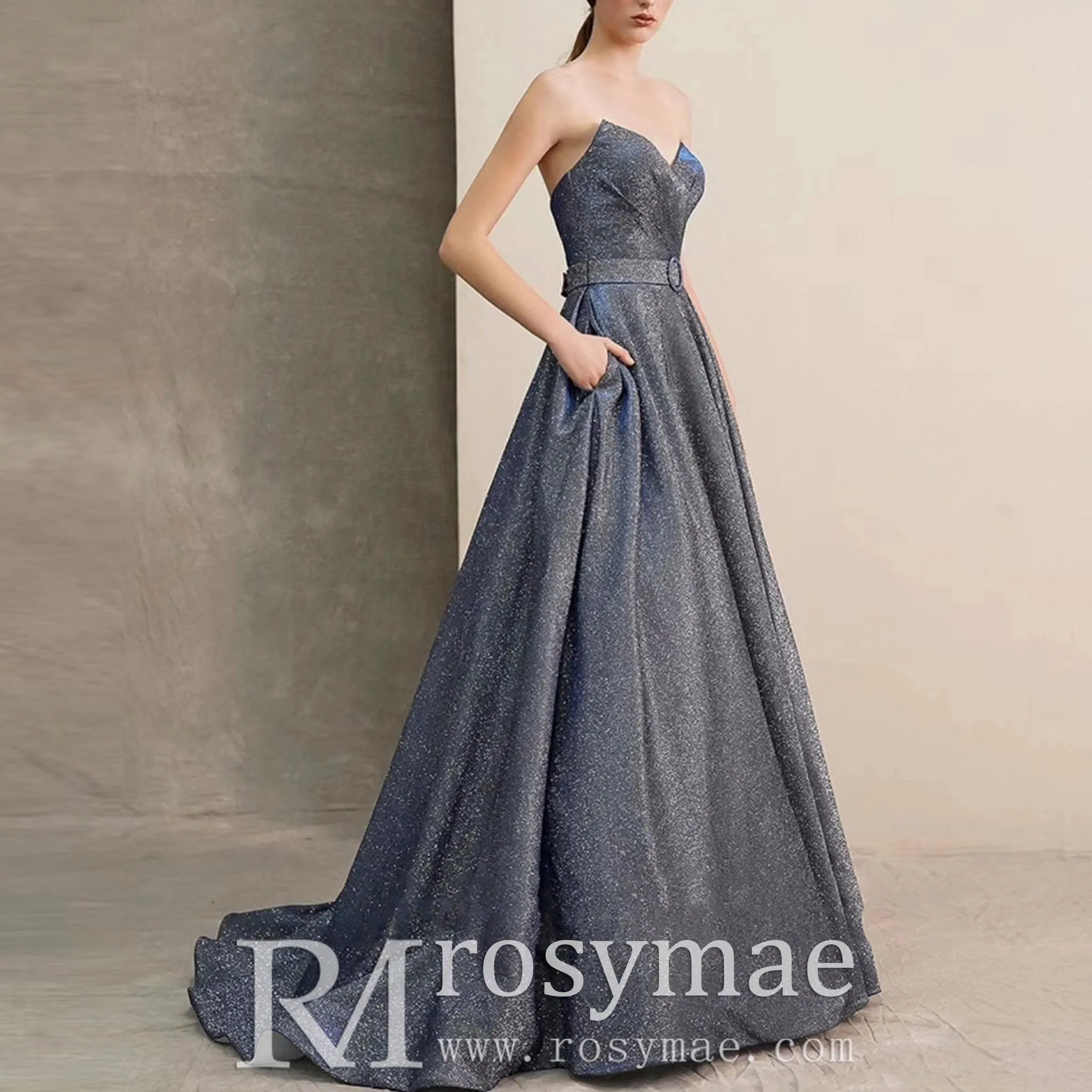 Detachable Sleeve A-line Evening Dresses Party Gowns