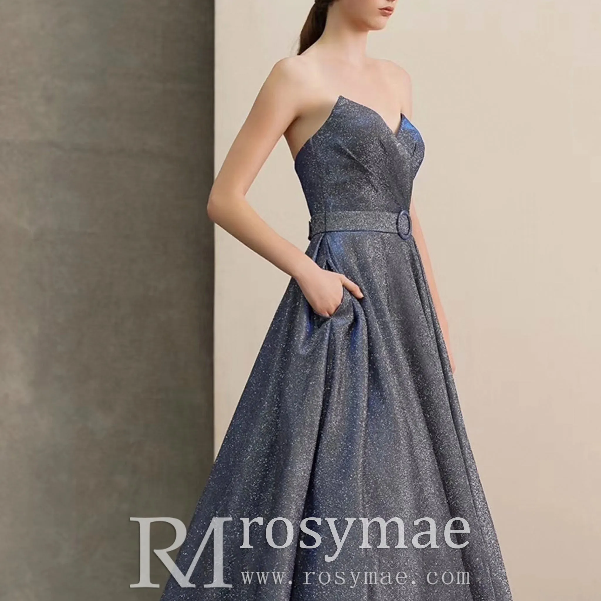 Detachable Sleeve A-line Evening Dresses Party Gowns