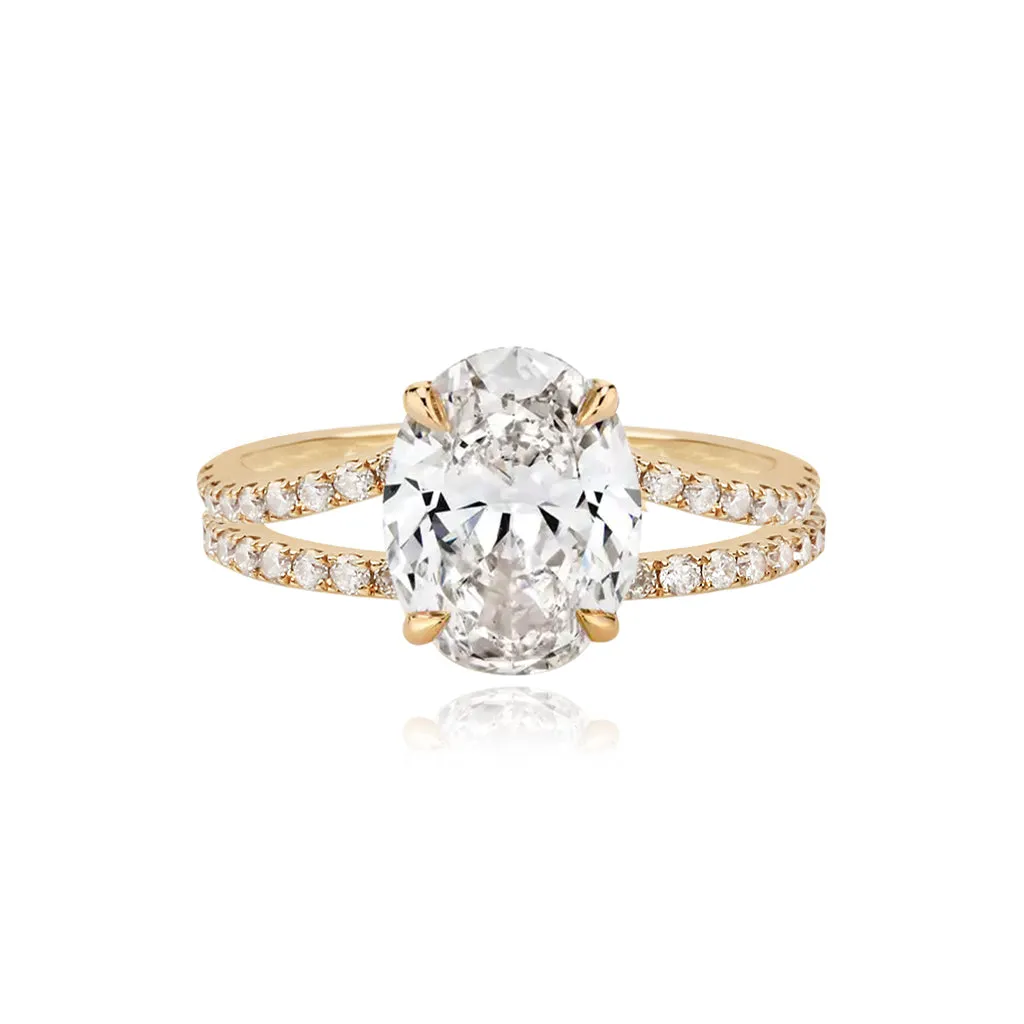 Diamond Pave Split Shank Engagement Ring