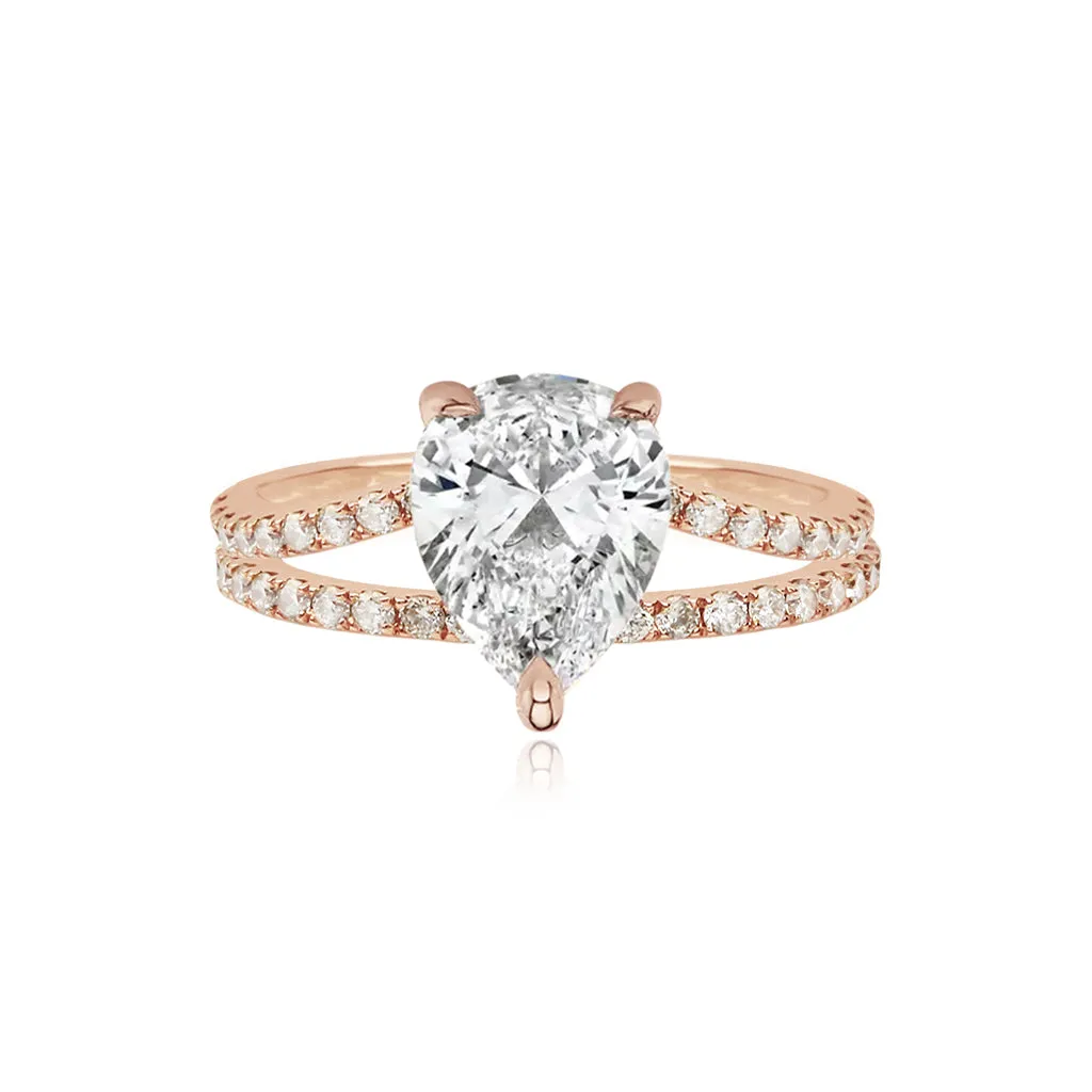 Diamond Pave Split Shank Engagement Ring