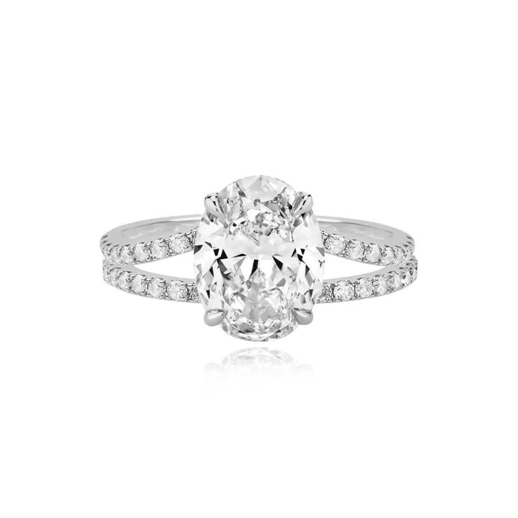 Diamond Pave Split Shank Engagement Ring