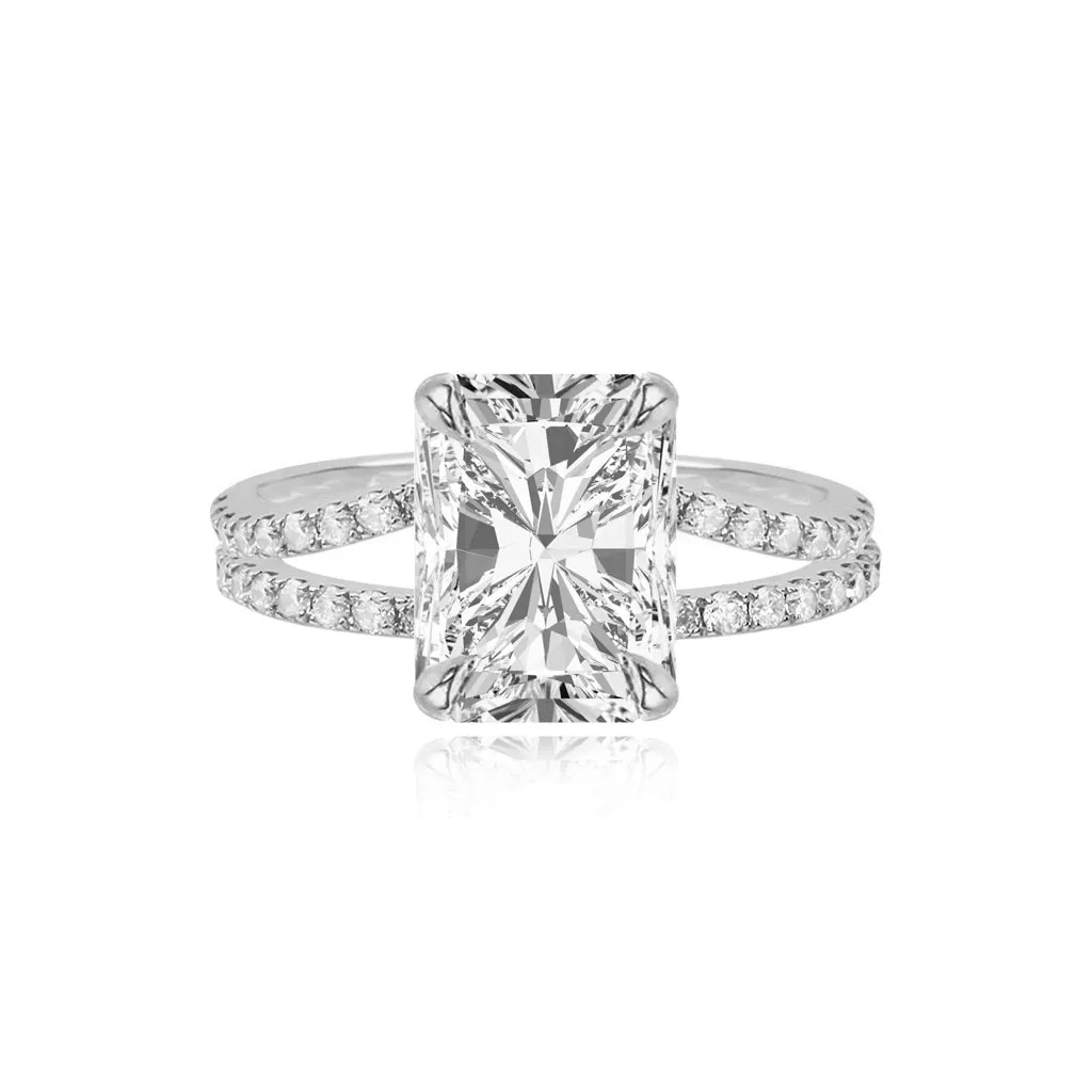 Diamond Pave Split Shank Engagement Ring