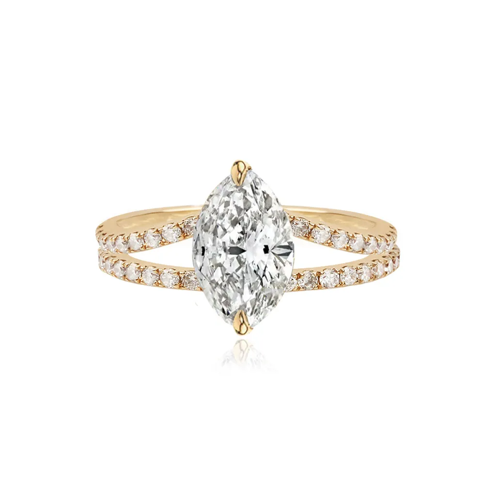 Diamond Pave Split Shank Engagement Ring