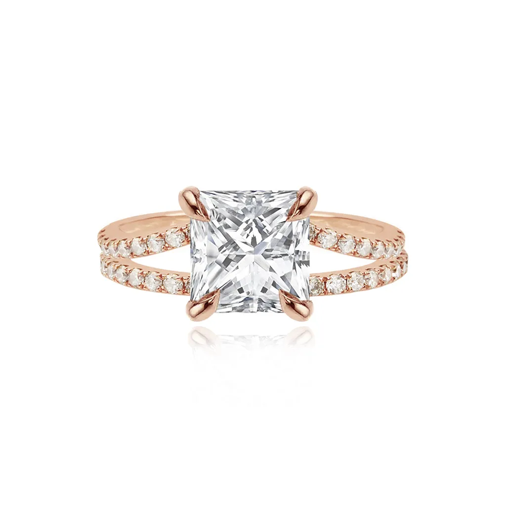 Diamond Pave Split Shank Engagement Ring