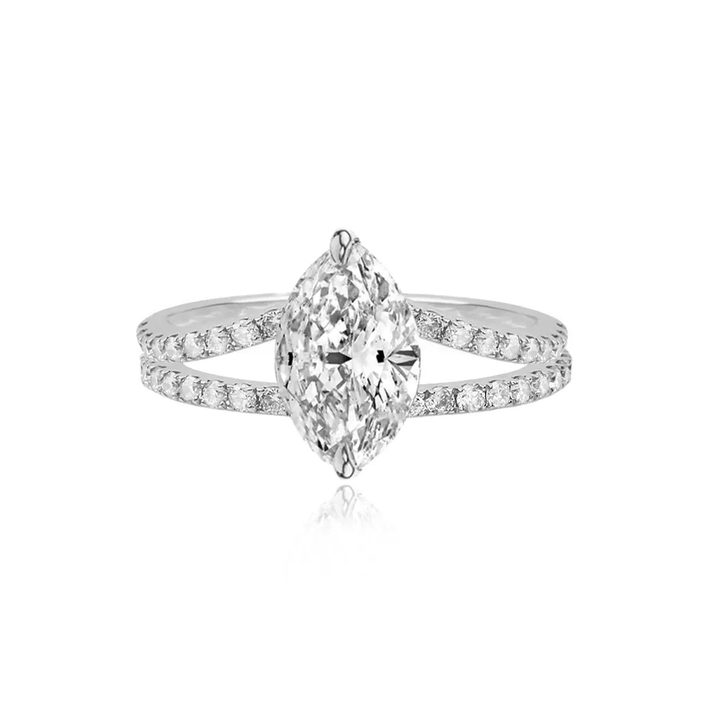 Diamond Pave Split Shank Engagement Ring