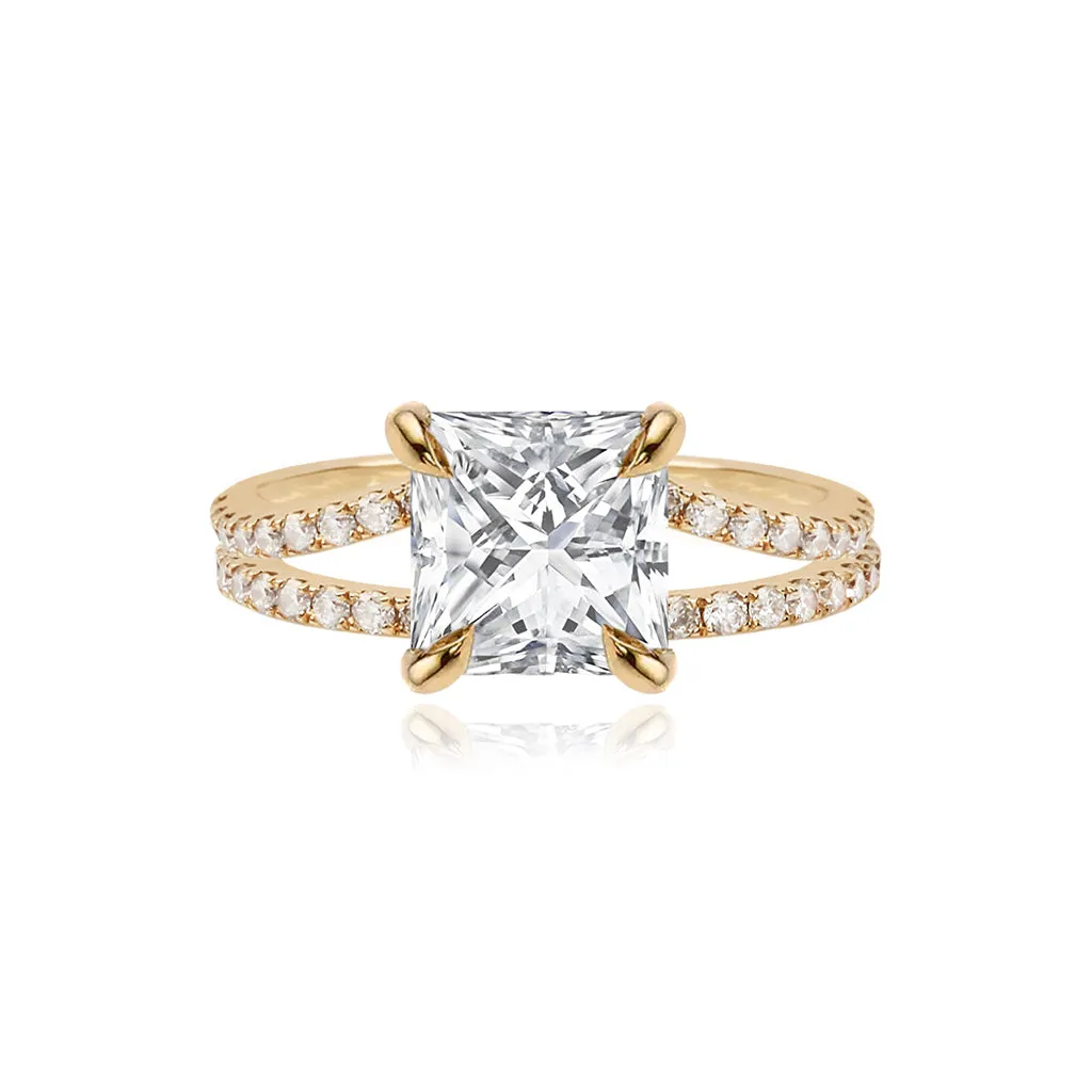 Diamond Pave Split Shank Engagement Ring