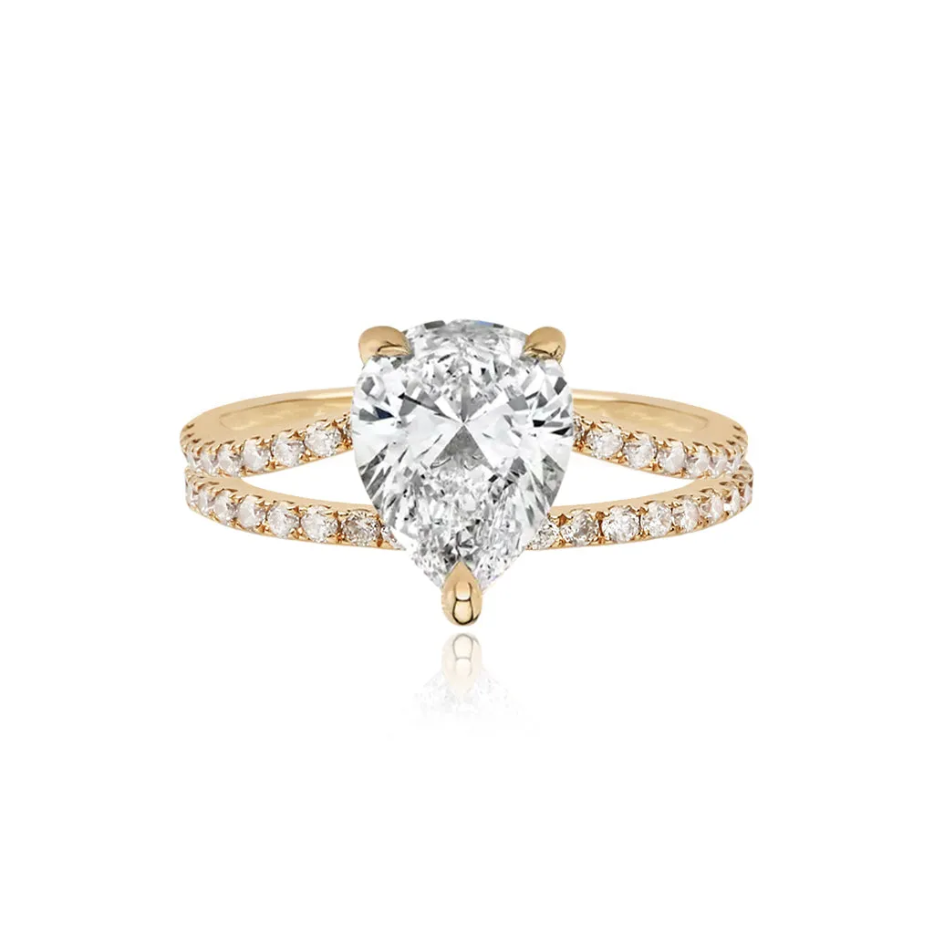Diamond Pave Split Shank Engagement Ring