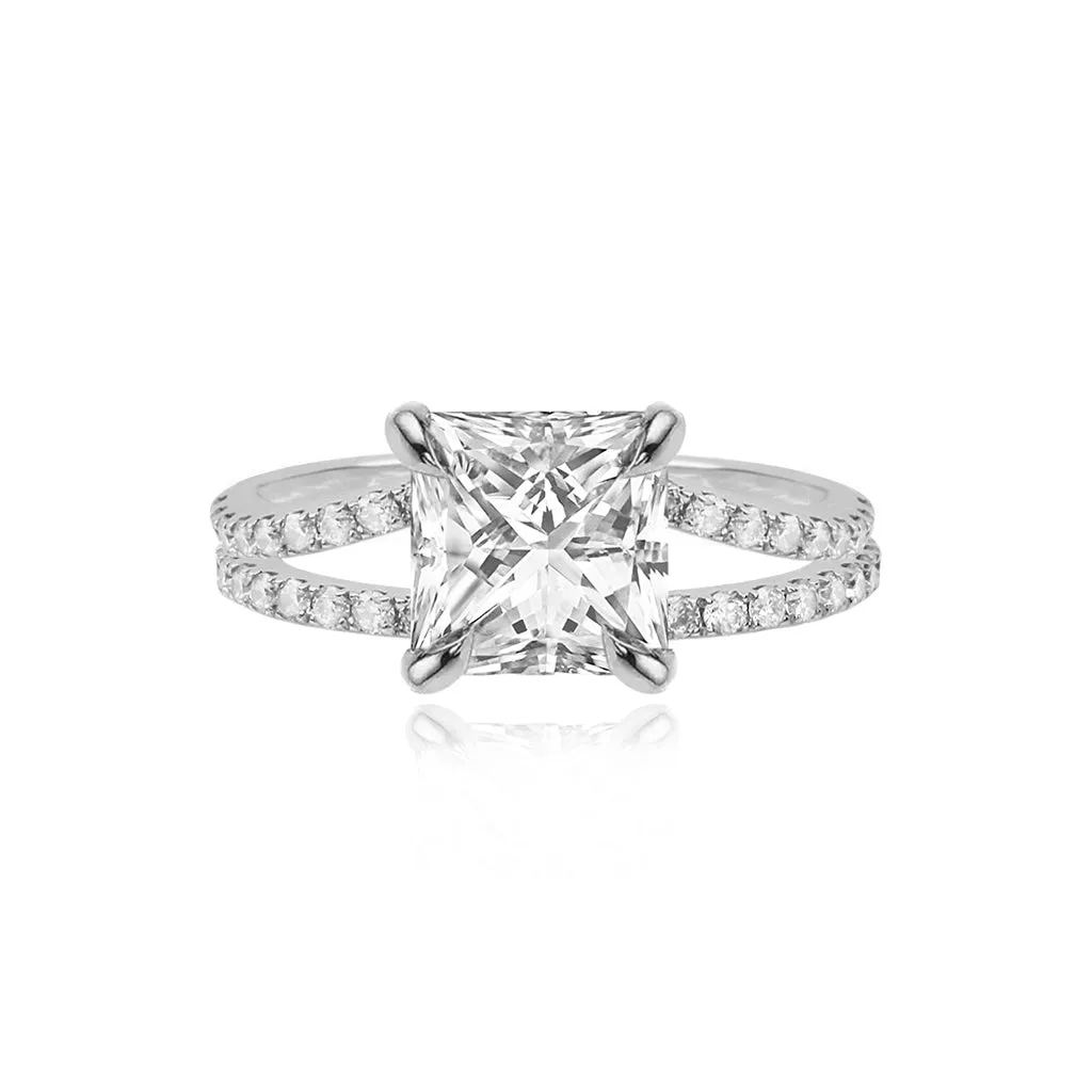 Diamond Pave Split Shank Engagement Ring