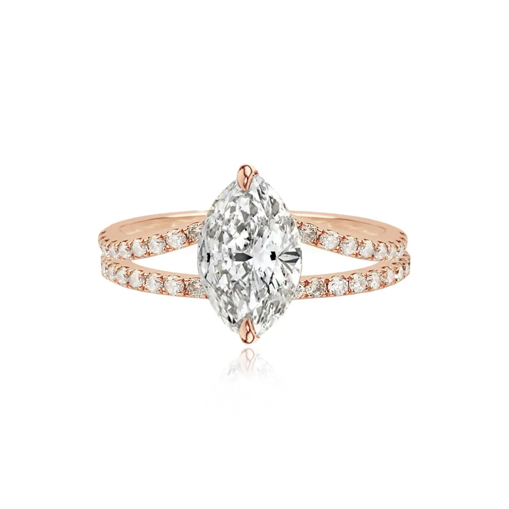 Diamond Pave Split Shank Engagement Ring