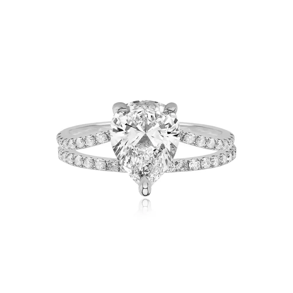 Diamond Pave Split Shank Engagement Ring