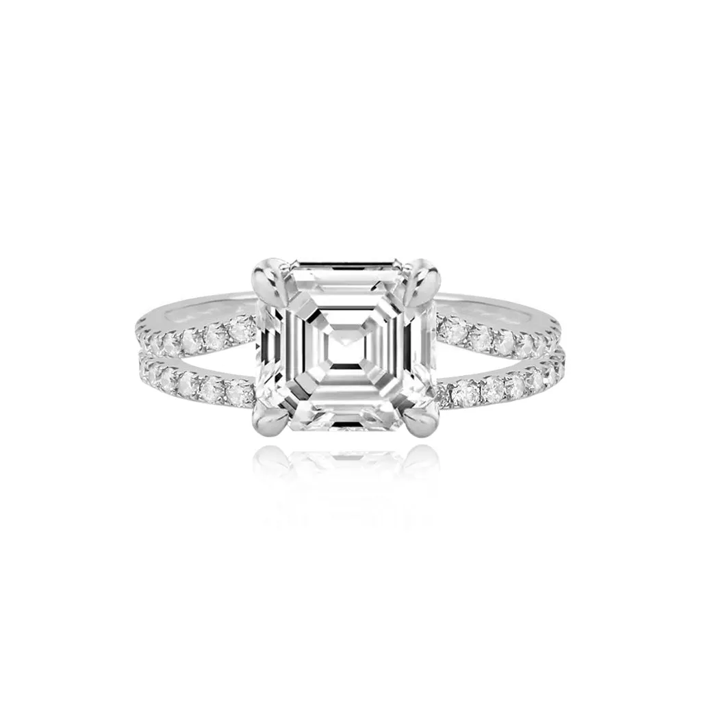 Diamond Pave Split Shank Engagement Ring