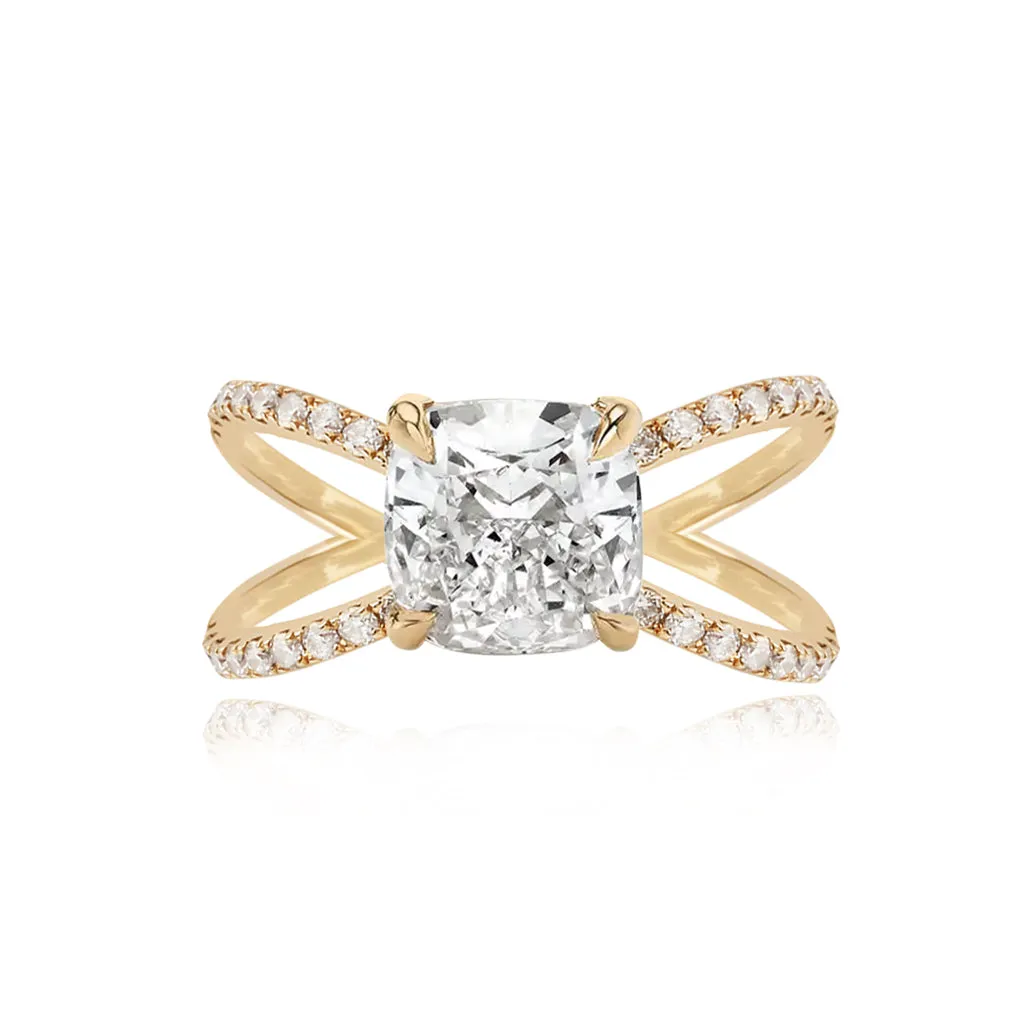 Diamond Reverse Split Shank Pave Band Engagement Ring