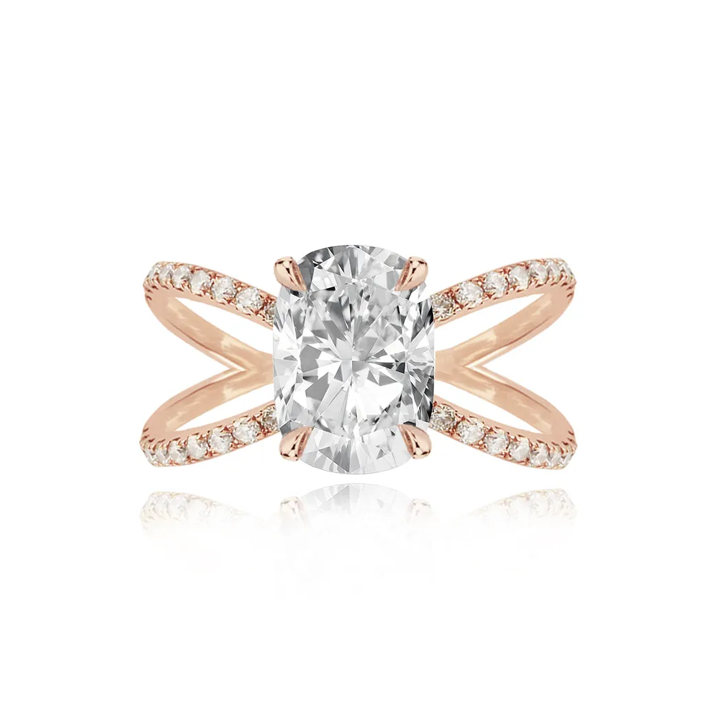 Diamond Reverse Split Shank Pave Band Engagement Ring