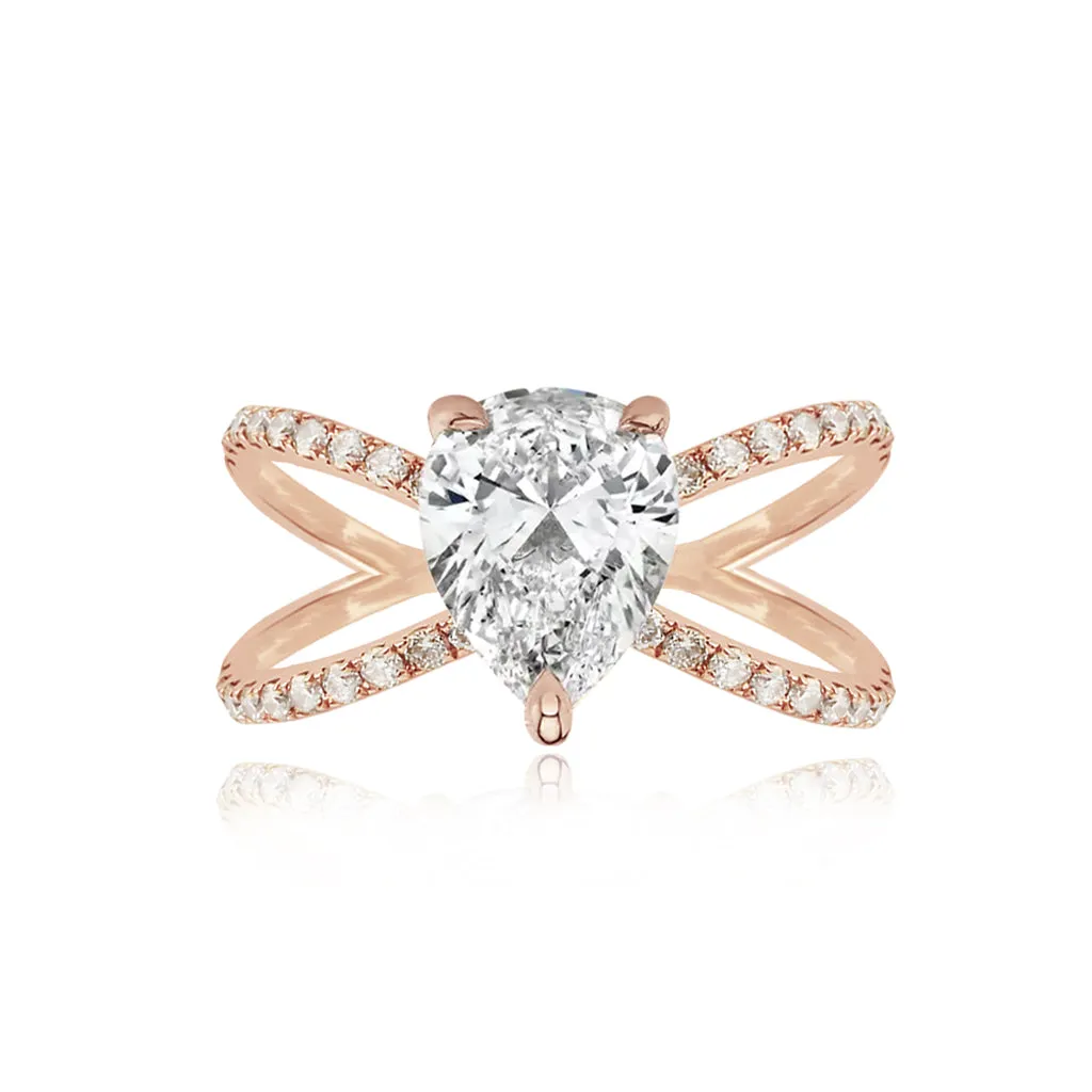 Diamond Reverse Split Shank Pave Band Engagement Ring