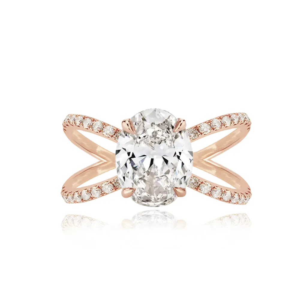 Diamond Reverse Split Shank Pave Band Engagement Ring