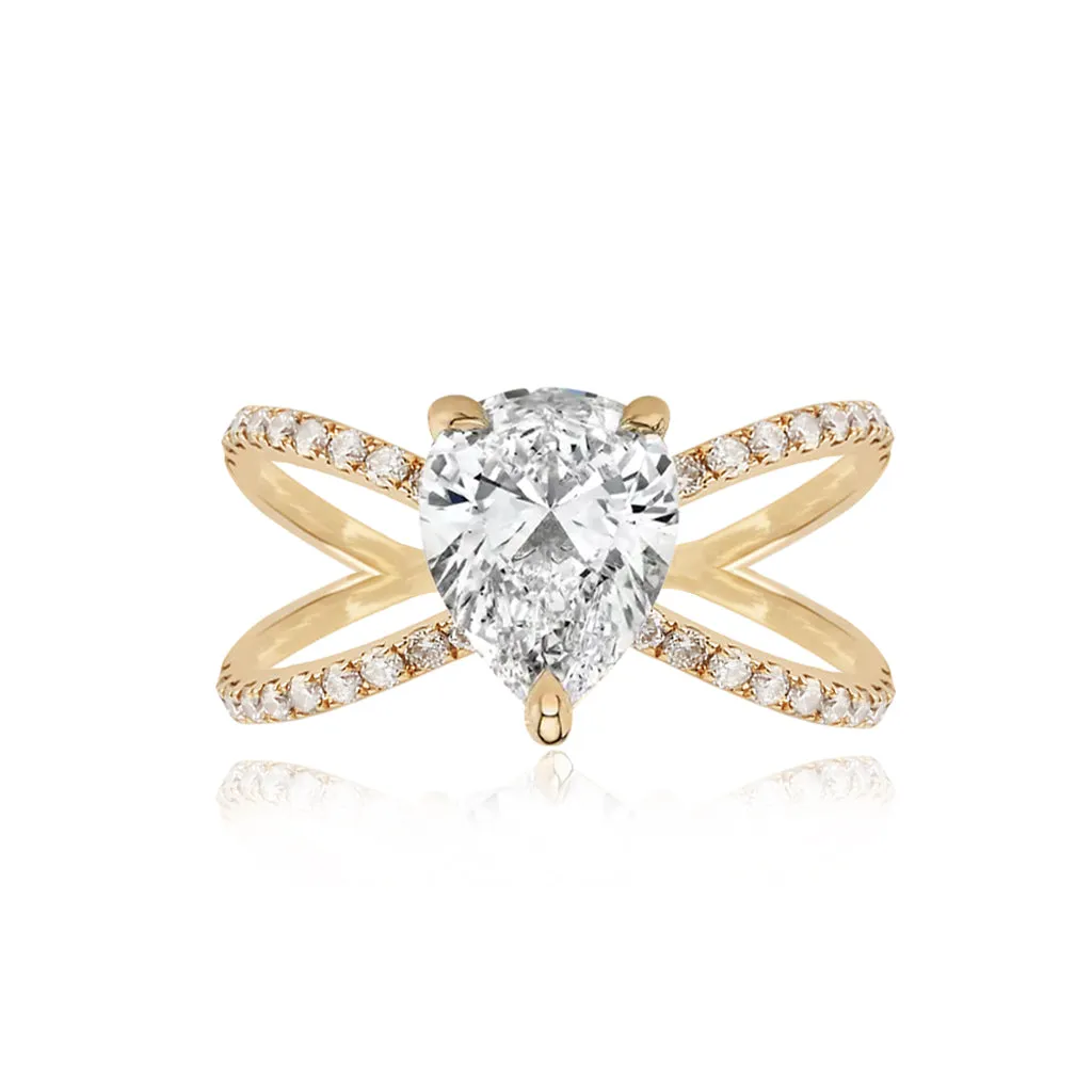 Diamond Reverse Split Shank Pave Band Engagement Ring