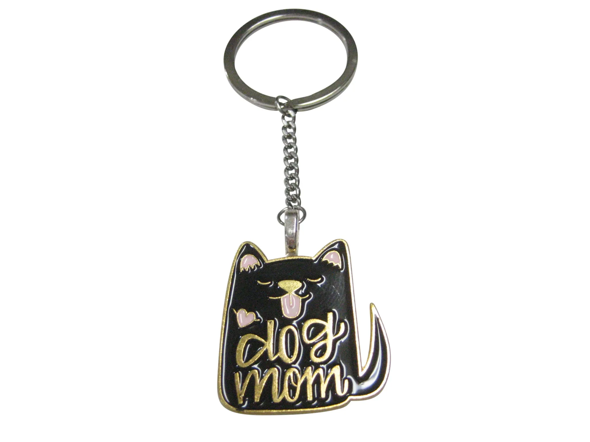Dog Mom Black Dog Pendant Keychain