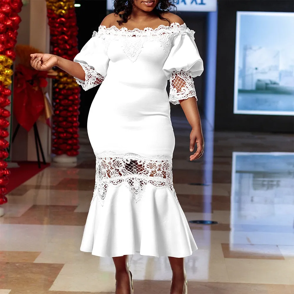 Elegant Lace Patchwork Party Dress