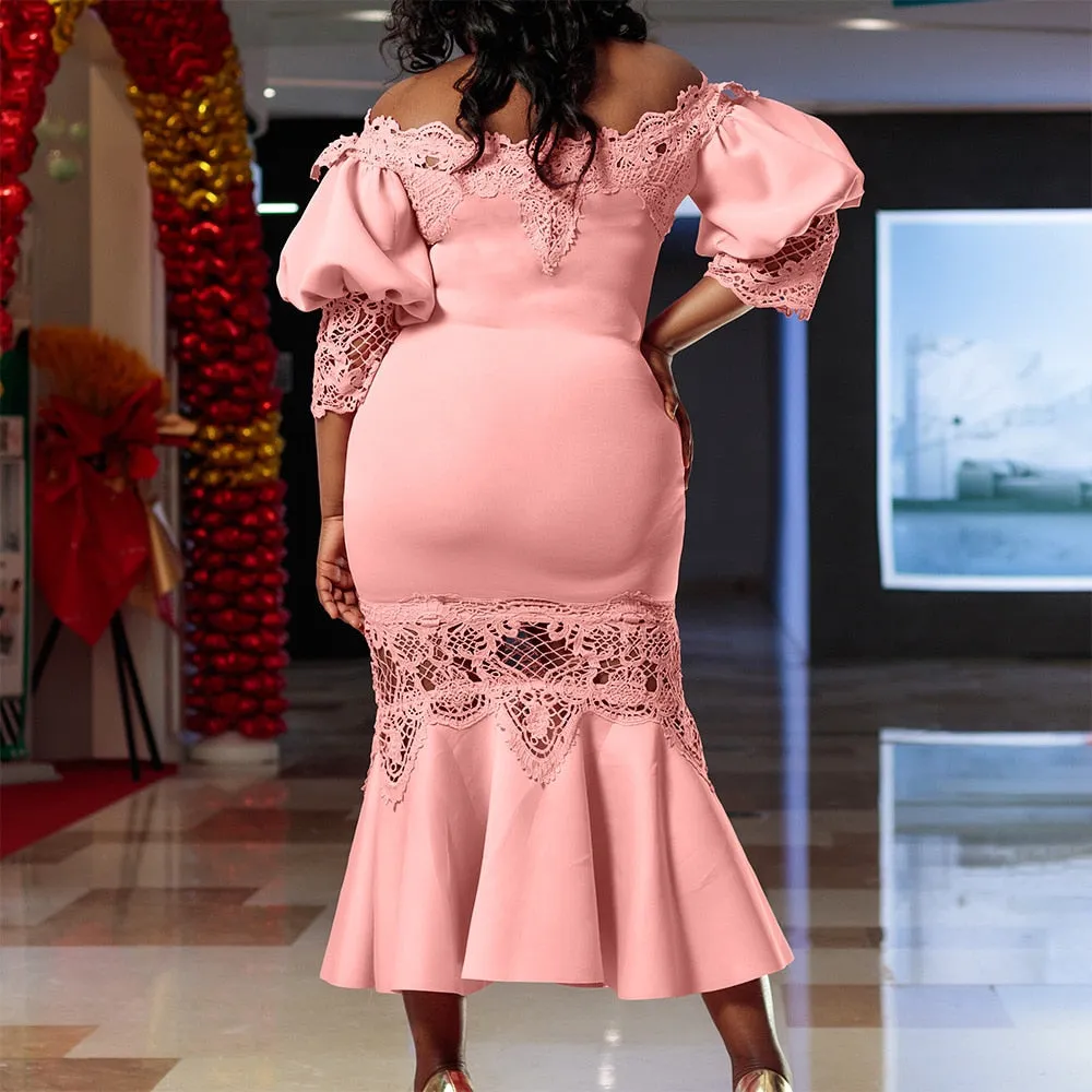 Elegant Lace Patchwork Party Dress