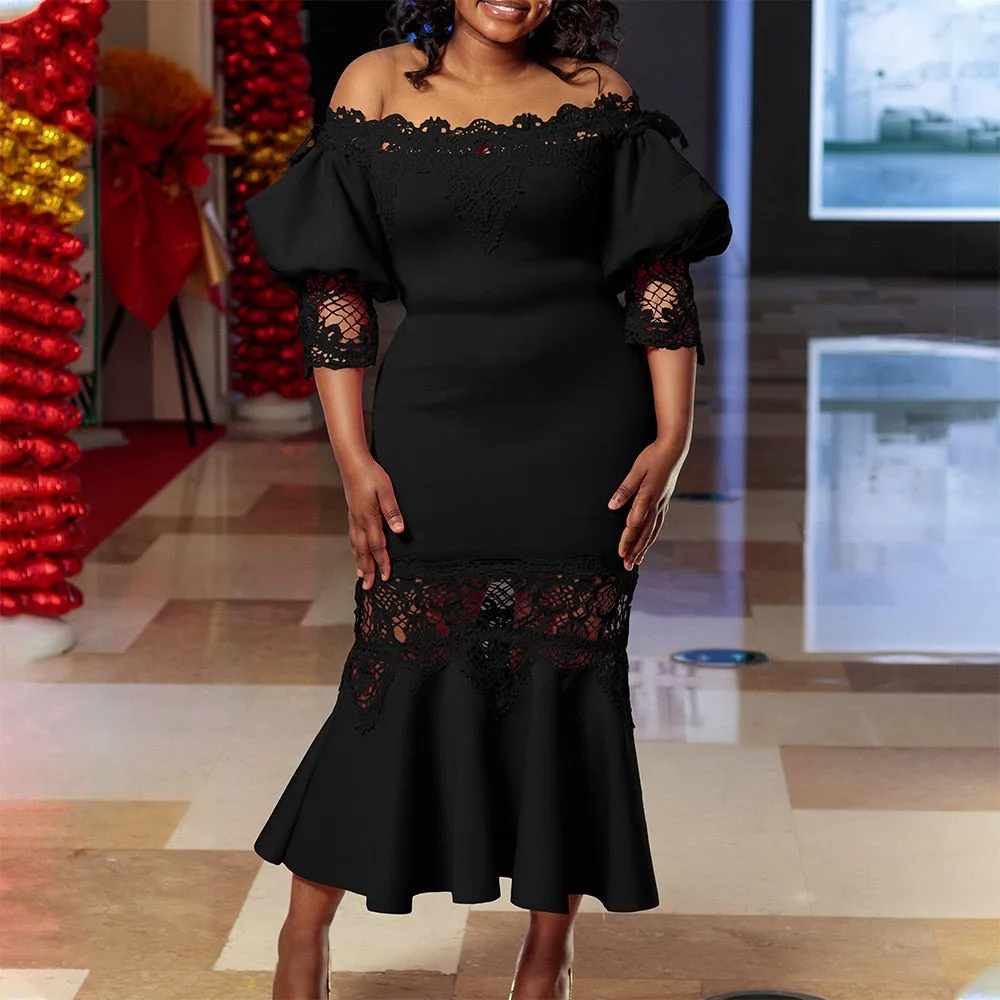 Elegant Lace Patchwork Party Dress