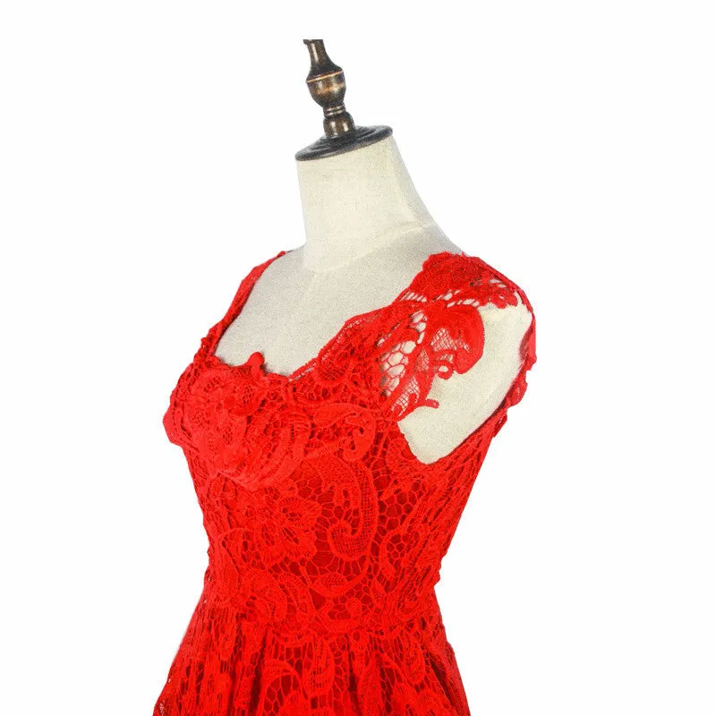 Elegant Lace Patchwork Solid Sleeveless A-Line Fashion Dress Slim Party Dresses Vestido De Festa