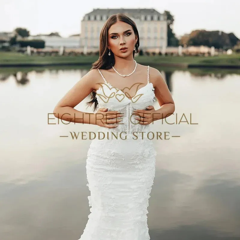 Elegant Mermaid Wedding Dresses Sweetheart Applique Long Wedding Gowns Boho Bridal Ball Prom Dress bestidos de novia