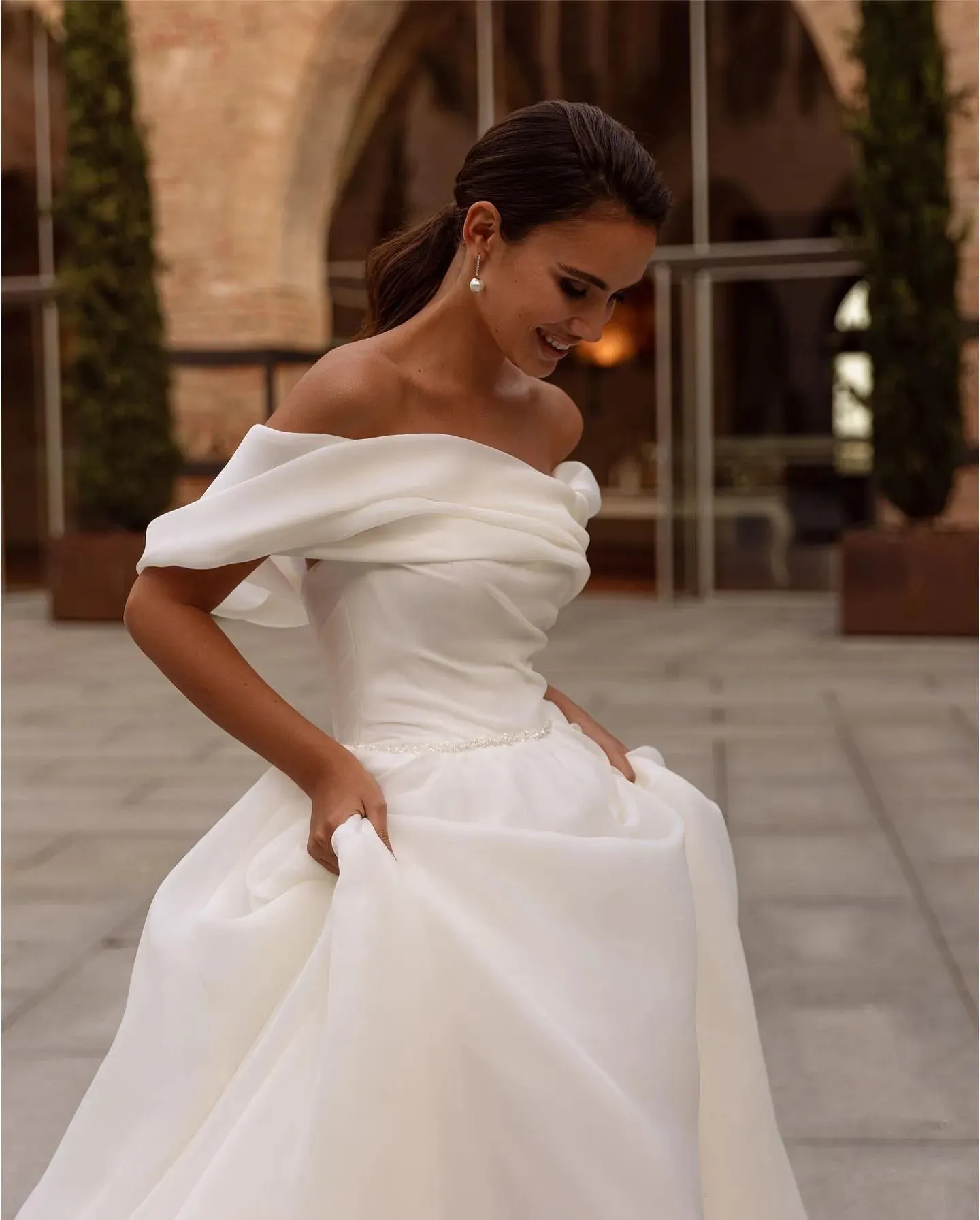 Elegant Wedding Dresses Off The Shoulder A-Line Pleated Women Bridal Gowns Princess Bride Dress Robe De Mariée Vestidos